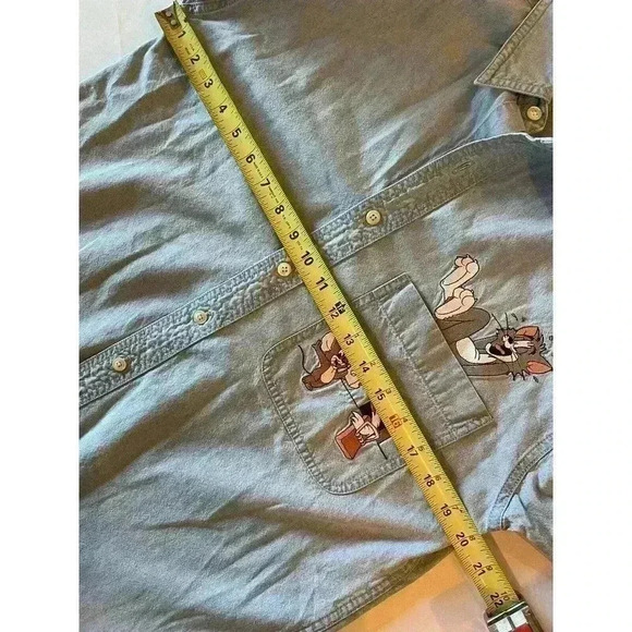 Vintage 90’s Looney Tunes Warner Bros. Studio Button Up Long Sleeve Shirt Size S - Picture 4 of 5